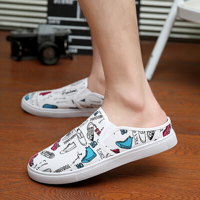 

Summer canvas casual shoes mens one-legged lazy peas shoes Korean students mens shoes