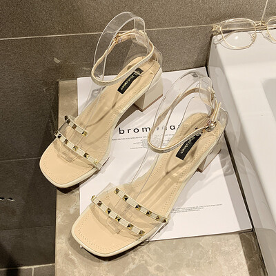 

Coarse-heeled Sandals for Women in Summer Joker Fashion Roman Word Buckle Fairy hi Late High-heeled