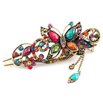 

New Arrival Colorful Women Retro Crystal Butterfly Hairpins Hair Stick Hair Clip