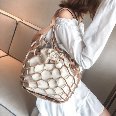

Tailored Women Hollow Handed Netbath Bucket Bag Casual Tote Bag Big Shoulder Bags BK