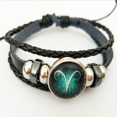 

Latest Leather Random Horoscope Men Pretty Constellation Bracelet Braided Products Constellation Color Bracelet Male Charm