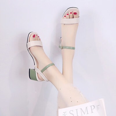 

Womens shoes 2019 summer new fashion Joker with thick-heeled fairy wind night high heel matching skirt sandals women