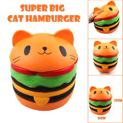 

Gotoamei Cute Super Big Cat Hamburger Stress Reliever Scented Slow Rising Squeeze Toy