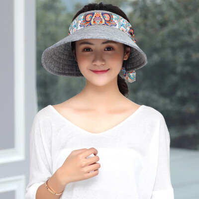 

New Korean version of the empty top hat sackcloth breathable folding summer sunshade cap tourist beach cap