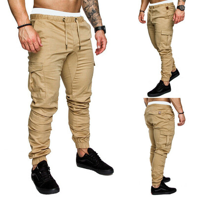 

Mens Slim Fit Urban Straight Leg Trousers Casual Pencil Jogger Cargo Pants