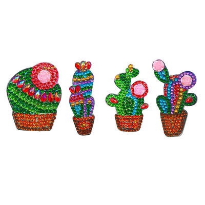 

4pcs DIY Full Drill Diamond Painting Special Shaped Cactus Keychain Jewelry