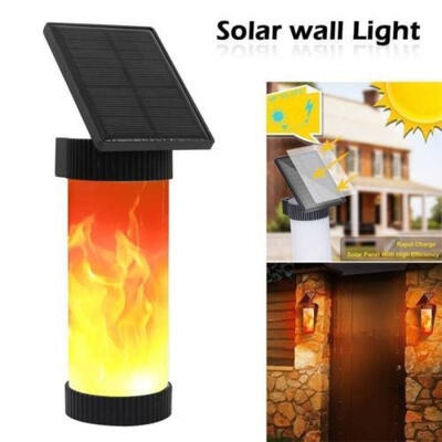 

Outdoor Solar Power LED Flickering Fire Flame Wall Lamp Waterproof Torch Light