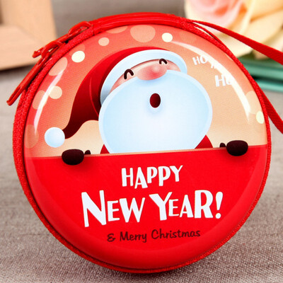 

New Year Santa Claus Mini Storage Bag Money Box For USB Cable Coin Holder As A Christmas Gifts Zipper Lock Travel Organizer