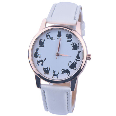 

New Fashion Women Watches montre femme Casaul Cat Pattern Leather Band Quartz Watches Women Relogio Feminino Bayan Kol Saati