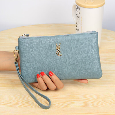 

2019 new first layer cowhide wallet female long zipper ultra-thin leather wallet Korean version of the wallet women