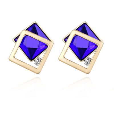

Korean Hot Bride Wedding Earrings Square Geometric Stud Earrings For Women Rhinestone Earings Fashion Jewelry Brincos Oorbellen