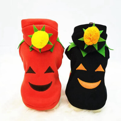 

Halloween Cotton Pumpkin Cosplay Costume Pet Winter Warm Clothes 2 Legged Hooded Coat For Dogs Puppy Winter Overalls For Dogs
