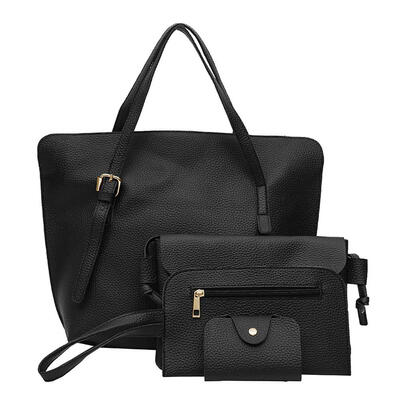 

4pcsSet Fashion Women Solid Color PU HandbagShoulder BagClutchCard Bag
