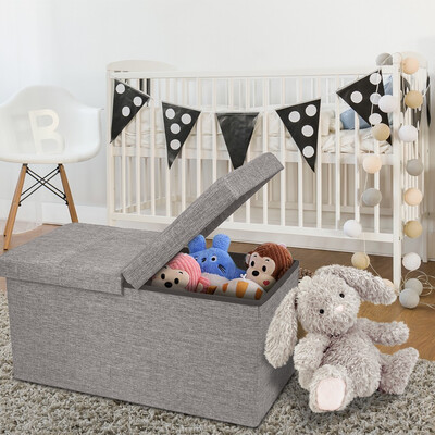

Siaonvr Linen Fabric Folding Storage Ottoman Bench With Flipping Lid Sofa Stool Bench