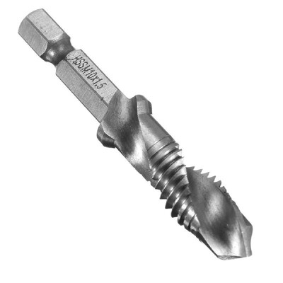 

1Pc 2 In 1 14" Hex Shank HSS Metric Right Hand Screw Thread Tap Taper & Drill Bits M10