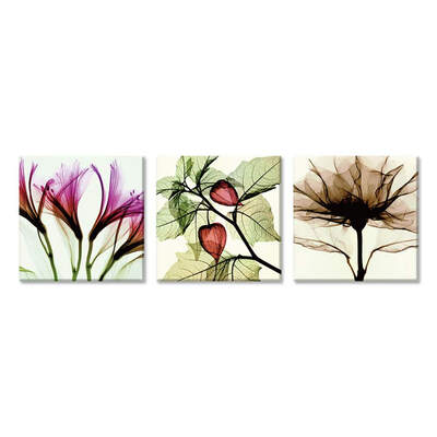

3 Panels Transparent Flower Oil Painting Perspective Flower Wall Pictures Oil Drawing Posters for Living Room Hotel Frameless