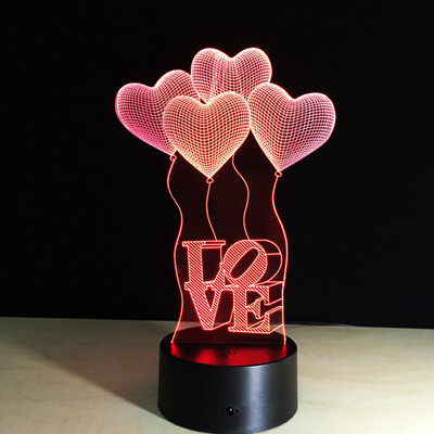 

7 Color Heart-LOVE 3D Table Lamp Led Night Light Decorative lighting Lamp Valentine\s Day gifts