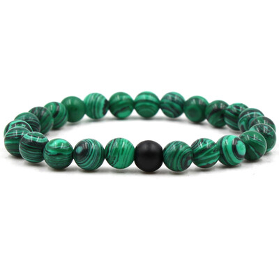 

8 mm Matte Black Matt Stone Malachite Pair Bracelet Hand Cord Unisex Bracelet Jewellery Hot Gift