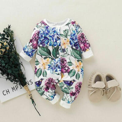 

New Toddlers Baby Girls Floral Long Sleeve Romper Jumpsuit Autumn Winter Clothes