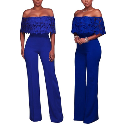 

Starmoon Womens Sleeveless Casual Flower Lace Off Shoulder Formal Party Jumpsuit Romper