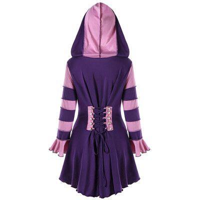 

Hooded High Low Double Breasted Corset Coat