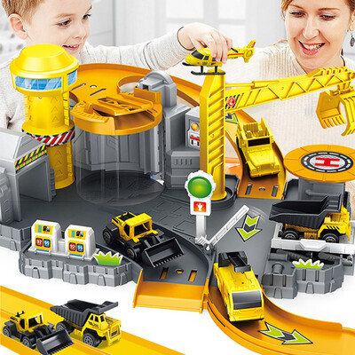 

〖Follure〗Children Vehicle Playsets Car Track Assembly Car Model Parking Lot Engineering C