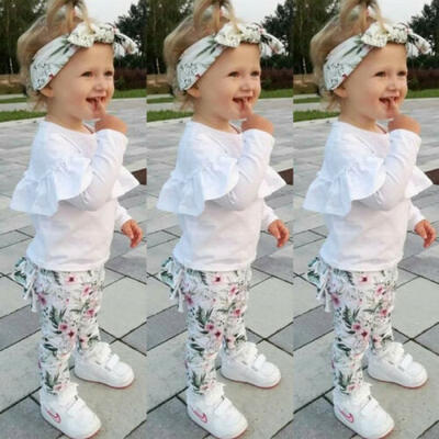 

Toddler Kids Baby Girl Winter Clothes Ruffle Tops Floral Pants 3Pcs Outfit Set