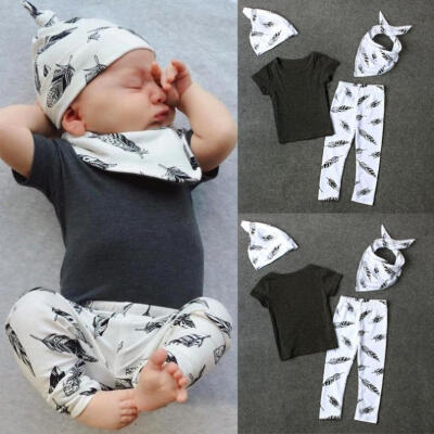 

Toddler Baby Boy Kids Clothes Casual T-shirt Pants Hat 4pcs Outfits Clothes Set