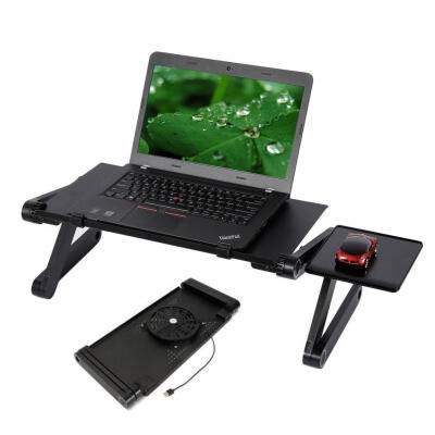 

360Â°Adjustable Folding Laptop Notebook Desk Cooling Fan Table Stand Bed Tray