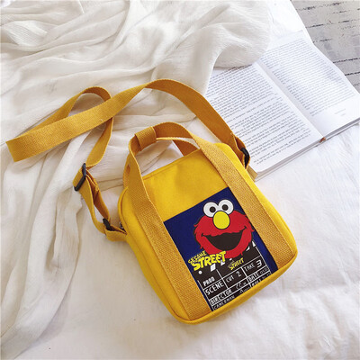 

Korea ins Japanese package 2019 new Harajuku student canvas bag bag female slung wild Sesame Street shoulder bag
