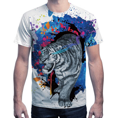 

Toponeto Mens Summer Fashion 3D Print Slim Fit Sport Short Sleeve Top Shirt Blouse