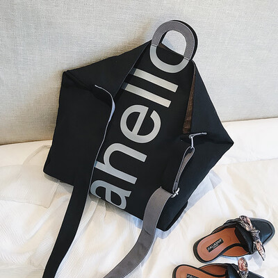 

Women 2019 new wave Korean fashion shopping bags lazy wind canvas bag students Joker shoulder bag bag