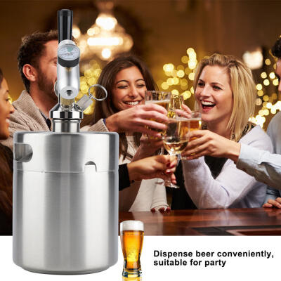 

Greensen 2L Mini Stainless Steel Keg with Faucet Pressurized Home Brewing Craft Beer Dispenser System