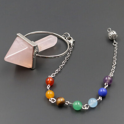 

Natural Stone Pendulum For Dowsing Hexagonal Prism Pyramid White Pink Crystal Wicca Pendants