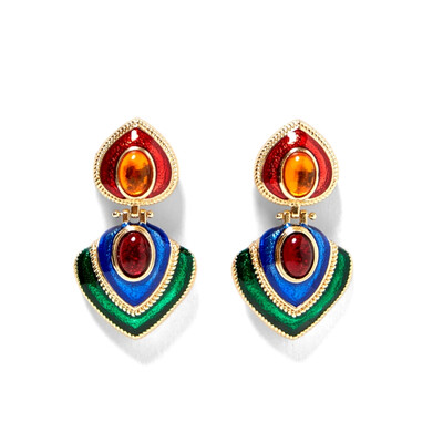 

2019 New arrival 20 colors vintage Big Crystal Statement Earrings Ethnic rhinestone long dangle earrings ZA Earrings