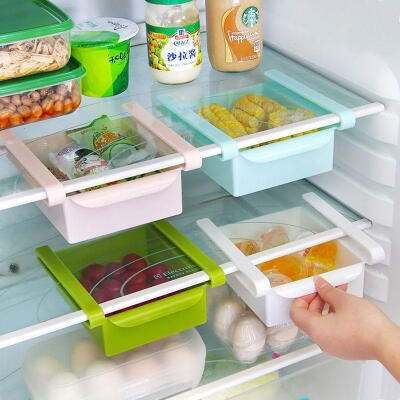 

Slide Fridge Freezer Food Storage Shelf Rack Space Saver Organizer Kitchen Tool DIY