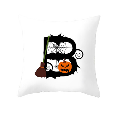 

4545cm Pillow Case Cushion Cover Halloween Interest Letter Pumpkin Home Decor