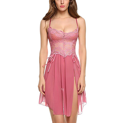 

Toponeto New Sexy Women Flower Lace Lingerie Bowknot Mesh Nightdress Camisole Sleepwear