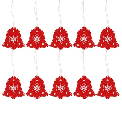 

10Pcs Red&White Wooden Deer Bell Christmas Decorations Pendants Ornaments for Xmas Tree Home Party Kids Gift Festive Supplies