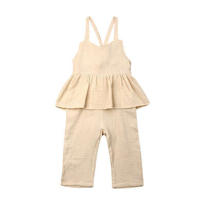 

Summer Toddler Kids Baby Girl Ruffle Bandage Sleeveless Jumpsuit Romper Bodysuit One-Pieces Outfit