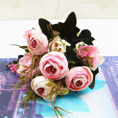 

Toponeto 1 Bouquet Vintage Artificial Peony Silk Flowers Bouquet for Decoration