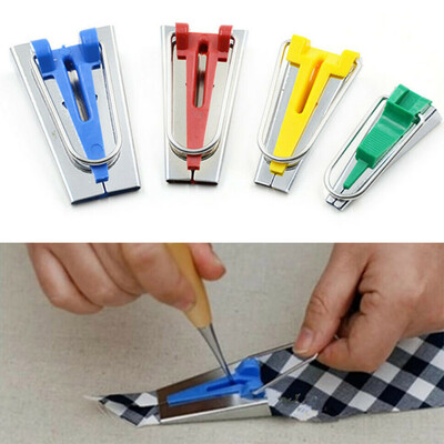 

JPGIF Set of 4 Size Fabric Bias Tape Maker Tool Sewing Quilting 6mm 12mm 18mm 25mm Set