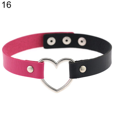 

Women\s Punk Faux Leather Love Heart Collar Choker Necklace Jewelry Charm Gift