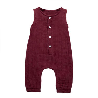 

Newborn Cotton Linen Romper Baby Boy Girls Sleeveless Solid Color Jumpsuit