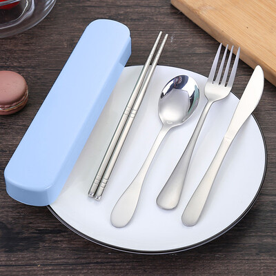 

JPGIF 4 Pcs Portable Chopsticks Fork Spoon Travel Cutlery Set Portable Travel Silverwa