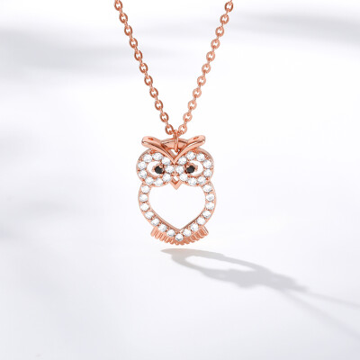 

Rhinestone Crystal CZ Zircon Heart Owl Necklace For Womens Lovely Clothing Accessories Long Sweater Chain Necklace Jewelry