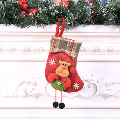 

JPGIF Christmas Stocking Mini Sock Santa Claus Candy Gift Bag Xmas Tree Hanging Decor