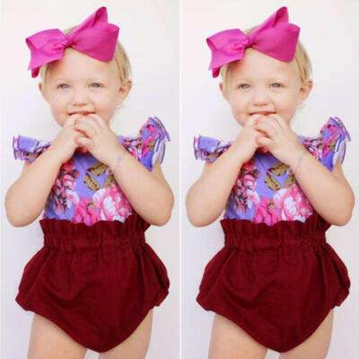 

Newborn Kids Baby Girl Floral Romper Tops Short Pants Casual Clothes Outfits Set