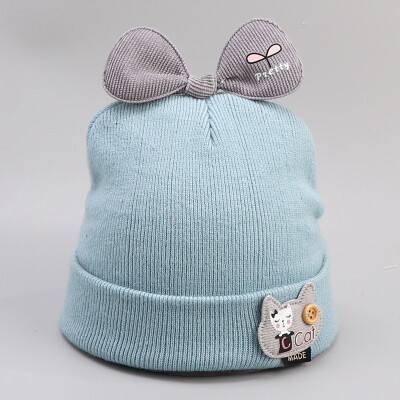 

Dongyun new autumn&winter childrens knitting pure cotton bow cartoon button cap