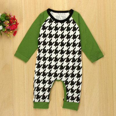 

Newborn Baby Boy Girl Houndstooth Long Sleeve Romper Jumpsuit Outfits Clothes